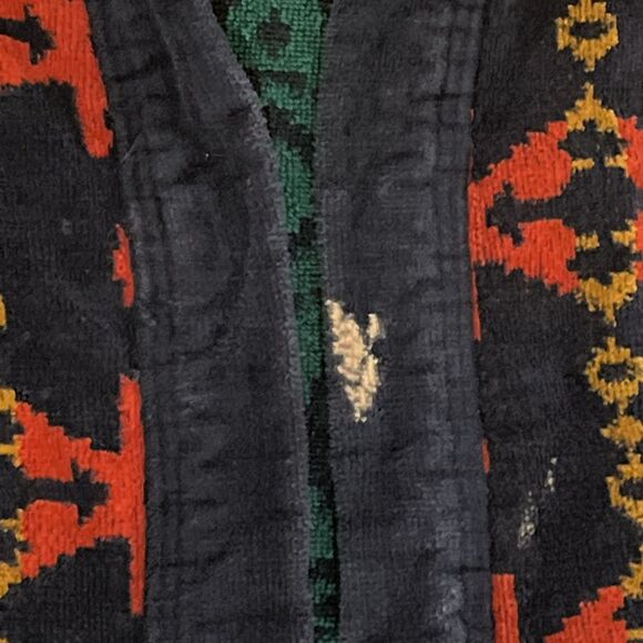 Vintage Bath Robe Cotton Terry Cloth Aztec Southwest Large Pockets 90s Stafford - Picture 4 of 7